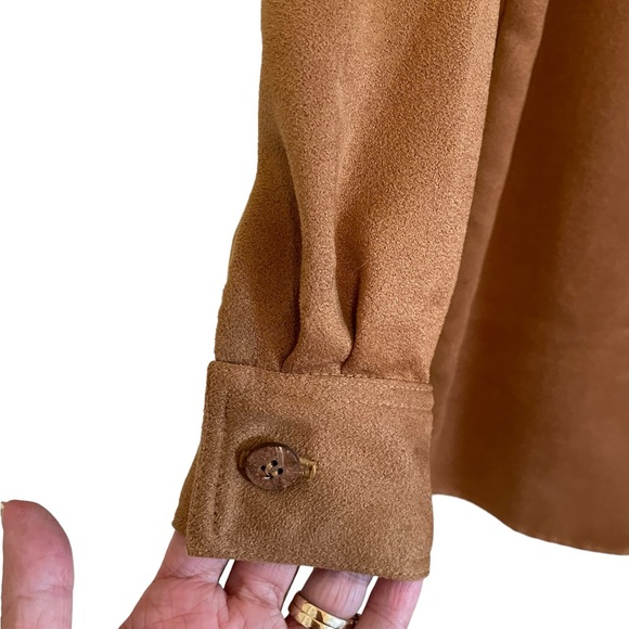 VINTAGE COLDWATER CREEK FAUX SUEDE JACKET/SHACKET, Camel Brown, See Measurements - Picture 9 of 14
